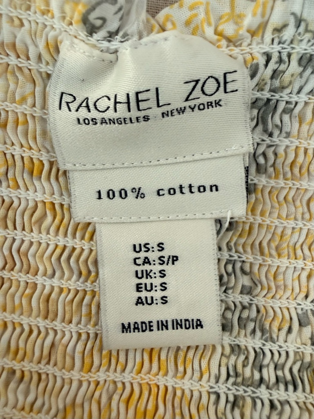 Rachel Zoe | Yellow Cotton Sundress | Embroidered Placket | Smocked | S - Picture 4 of 16